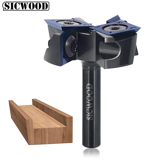 Slab Flattening Router Bit 1/4 Shank with DLC Coated, 1-1/2??Cutting Dia, 2+2 Carbide Insert, CNC Spoilboard Surfacing Router Bit, Wood Planing Bit, for Flycutter/ Slab Leveler/ Rabbeting SICWOOD