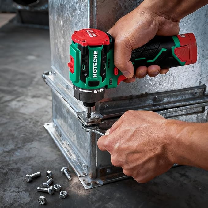 Hoteche Cordless Brushless Screwdriver - 2.0Ah Battery, 75Nm Torque, 1/4" Chuck, with Charger & LED Light