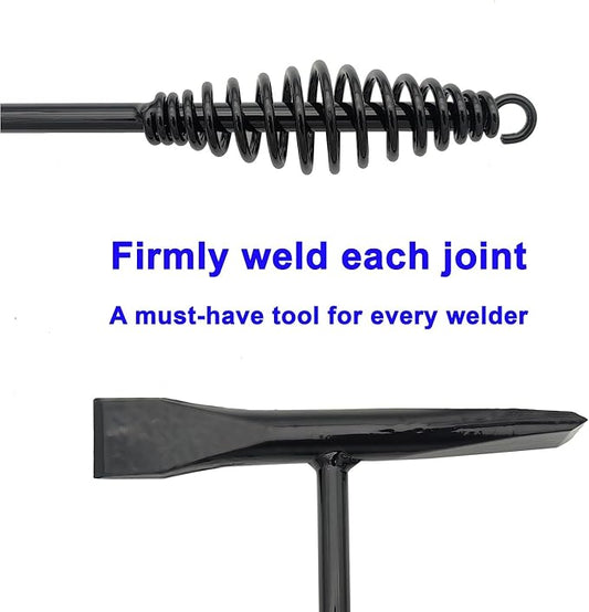 Welding Chipping Hammer with Coil Spring Handle,10.5",Cross Chisel and Vertical Chisel