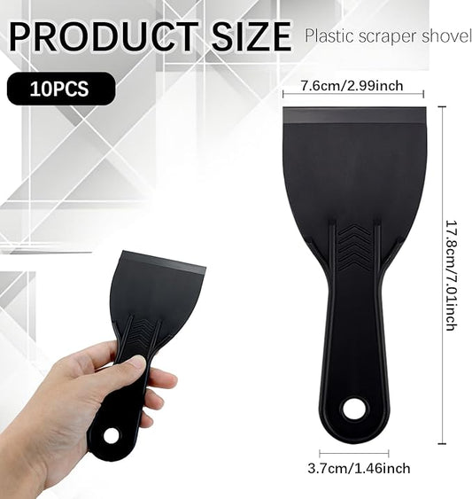 10Pcs Plastic Putty Scraper, Putty Knives for Taping Drywall Spreading Painting Wall Scratching, 3" Width 6mm Thin
