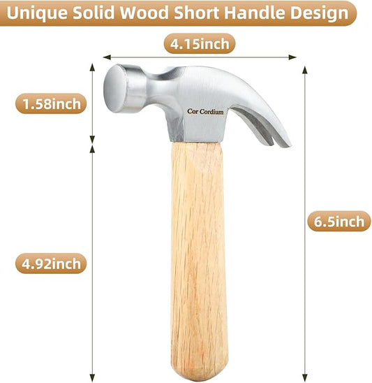 Claw Hammer With Wood Handle and Steel Head, 8 OZ Small Hammer for House & DIY