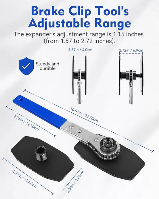 Upgraded Brake Caliper Compression Tool 4 in 1 Universal Caliper Piston Compressor Tool with 4 Brake Caliper Hangers Brake Pad Spreader Tool with 360째Swing Ratchets for Car Brake Repair Blue
