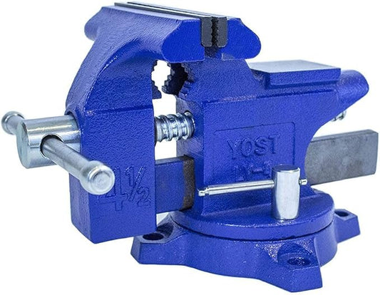 Yost Vises LV-4 Homeowner's Vise with UP-360 Soft Jaw Cover Kit | Heavy Duty Table Vise 4.5-Inch Jaw Width with a 3-Inch Jaw Opening Home Vise | Secure Grip with 240-Degree Locking Swivel Base