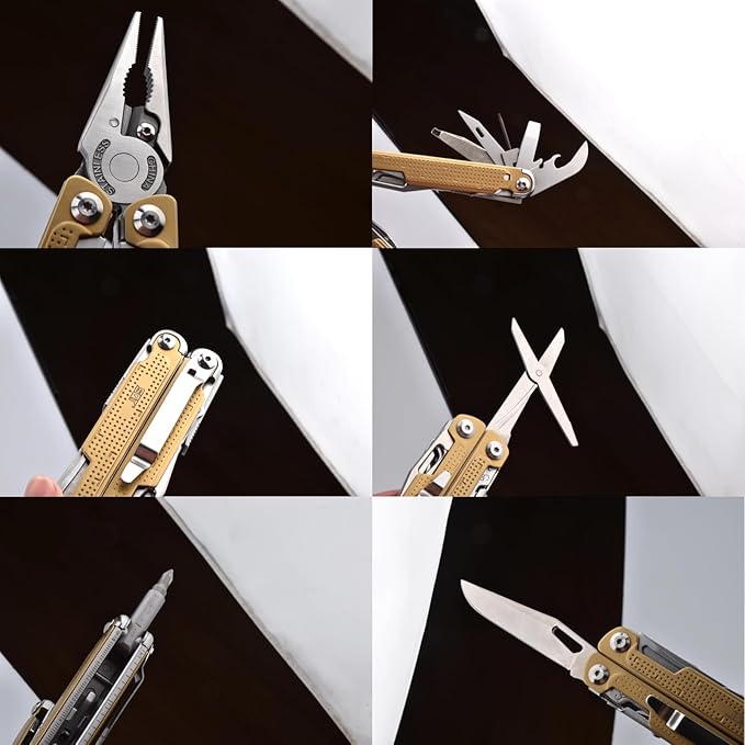 SQT Multitool, Gifts for Men, Foldable & Self-Locking, Professional Multitool for DIY, Outdoor Camping, and Home Repairs... (SQT2048-Glod)