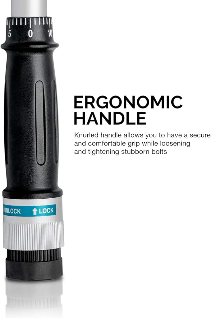 Neiko PRO 03710B 3/4-Inch-Drive Adjustable SAE Torque Wrench with Torque Click Settings of 100??00 Foot-Pound, Made with CrV Steel, 48-Inch Length