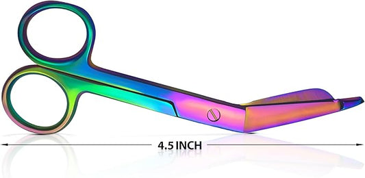 Bandage, Castroviejo, & Iris Scissors, & Kelly, & Mosquito Forceps Rainbow - Stainless Steel, DIY Crafting Scissors and Forceps Multicolors (Bandage Scissors, 4.5 inches)