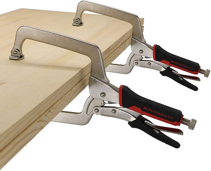 Monster & Master 15" C clamp Locking Pliers with Swivel Pads, Face Clamp for Woodworking, Welding and Pocket Hole Joinery, 2-Piece,