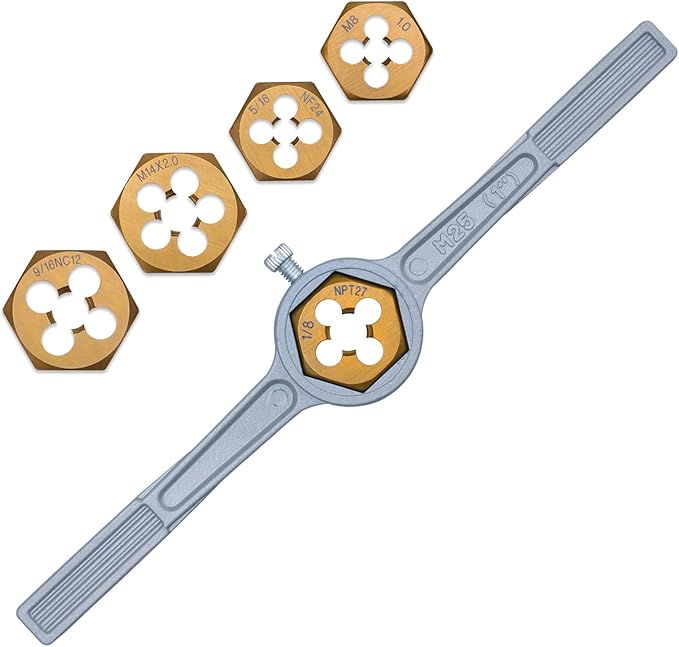 86-Piece Master Tap and Hex Die Set, Premium Titanium Coating | SAE Size #4 to 5/8?? Metric Size M3 to M16 | For All Coarse, Fine, Pipe Threads | Complete with Holders, Stocks, Gauges and Metal Case