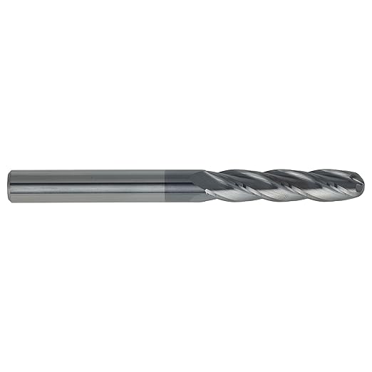 CME 3 pcs Micrograin Carbide End Mills, Ball Nose, TiAlN Coated, 3/8" Mill Diameter, 1 3/4" Length of Cut, 4" Overall Length, 4 Flute, Center Cutting