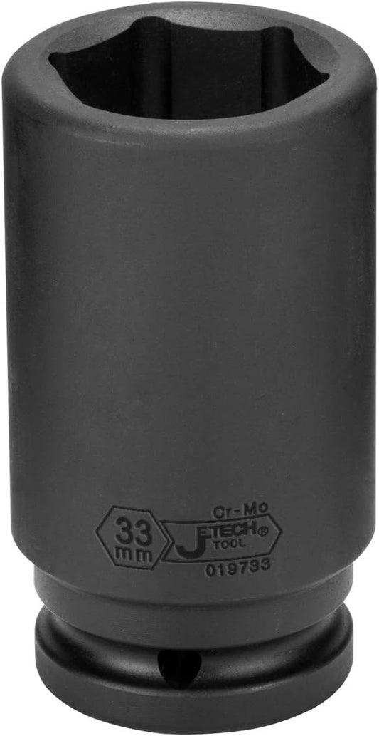 Jetech 3/4-Inch Drive 33mm Deep Impact Socket with 6-Point Design, Heat-Treated Chrome Molybdenum Alloy Steel, Metric