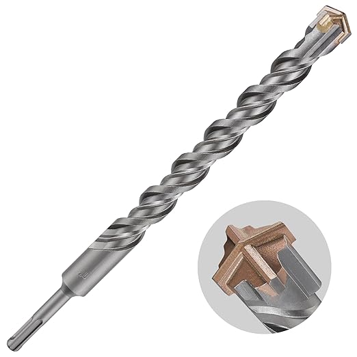 Concrete Drill Bit lengthening 1pcs 1" X 12"-10" Cross-Type Double Thread Carbide Material Suitable for Concrete, Brick, Cement Walls, Stone, Extra Long Hammer Drill Bits for Concrete