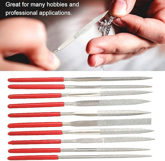 10Pcs Wood RASP with Premium Grade Steel Hand File, Round Hand RASP, Half Round Flat & Needle Files, Filing Tool Woodworking DIY Mini Handcraft Wood Rasp Files Needle Set for Sharping Wood