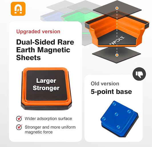 Collapsible Magnetic Parts Tray Set, 3 Pack Foldable Silicone Magnetic Tool Trays for Bolts Screws Nuts & Small Metal Parts, 4.5??Upgraded Square Silicone Bowls with Dual-Sided Magnetic Base