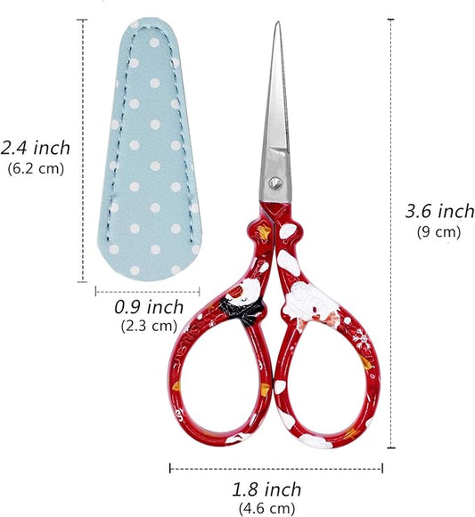 Craft Scissors 3.6 Inch Small Scissors with Leather Cover Sharp Pointed Tip Scissor Stainless Steel Precision Detail Scissor for Crafting Sewing Office Home