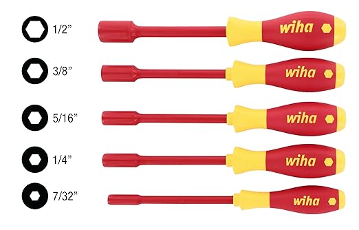 Wiha 32292 Insulated Nut Driver Set, Inch, 1000 Volt, 5 Piece
