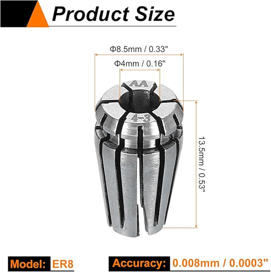 HARFINGTON Spring Collet Chuck ER8 4mm 65Mn Spring Steel Precision Router Collets for CNC Engraving Milling Lathe Tool