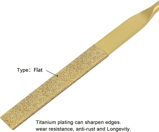 10 PCS Diamond Needle File (3×140mm) 150 Grit Titanium Coated Mini Metal Files Flat Files for Precision Metal File Work Miniature DIY Jewelers/Glass/Ceramic