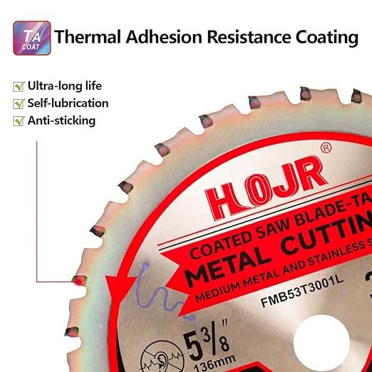 Dia 5-3/8"(136mm) 30-Tooth Arbor 20mm Metal Cutting Circular Saw Blade, for Steel and Stainless Steel,The Cutting Head uses a Special Anti-Heat Sticking Coating,FMB 5-3/8 inch 30-Tooth 20mm -TA