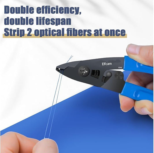 Elfcam짰 - 3 Cut Stripper, FTTH Stripping and Stripping Tools for 2 Sheaths of 125關m to 900關m Fibre Once, CS-2