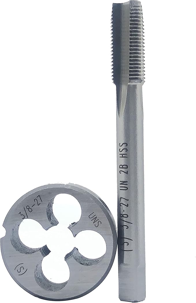 3/8"-27 UNS Tap and Die Set, Machine Thread Tap and Round Thread Die Right Hand(3/8"-27)