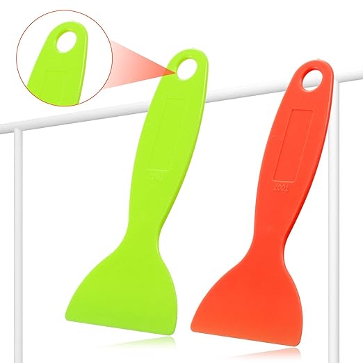 12 Pieces Plastic Spatula Putty Knife Air Bubble Remover Sticker Installation Tool Flexible Paint Scrapers for 3D Printing Resin Removal Vinyl Film Wrap Cleaner (Orange, Green)