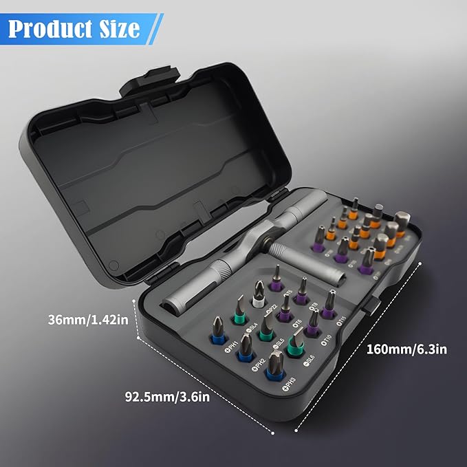 24 in 1 Magnetic Ratchet Screwdriver Set - Mini Precision Tool Kit for DIY, Home Repair & Watch Tool Kit | Industrial S2 Alloy Steel Bits (Style A)