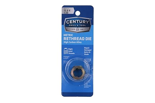 Century Drill & Tool, 92711, 12.0X1.50,Rethreading Die,Tool Set, Thread Repair