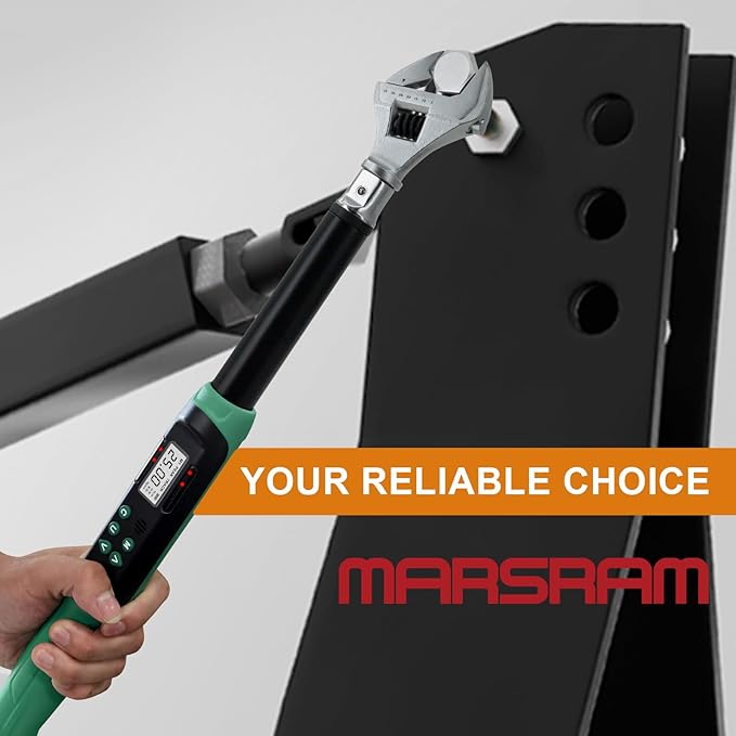 Marsram Adjustable Digital Torque Wrench, 5-99.6ft.lbs/6.8-135N.m, 5-35mm Jaw, Open End Interchangeable Electronic Torque Wrench With Buzzer And LED, For HVAC Car Moto Repair Tool, Calibrated