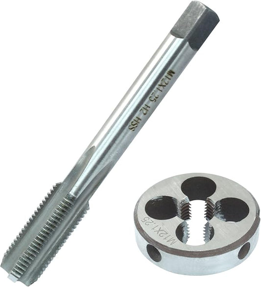 HARSKIYER M12 x 1.25 Metric Tap and Die Set, HSS Machine Thread Tap Die Set, M12 x 1.25mm Right Hand Thread Tapping Tool