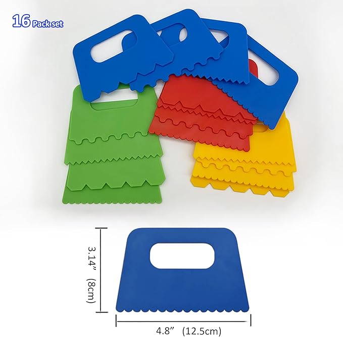 Lependor Plastic Scrapers Kit, 16Pcs Paint Scraper Tool for Arts Crafts Scraping Knife Pottery Painting Tools Drawing Acrylic Putty - 16 Packs