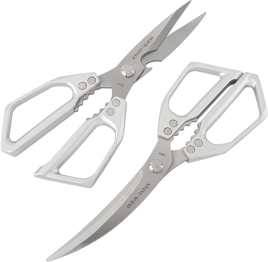 Kitchen Scissors Set, Heavy Duty Sharp Silver Poultry Shears & All Purpose Kitchen Shear, Dishwasher Safe for Cutting Food, Chicken Bones & Turkey(Sliver,Size:2 Size)