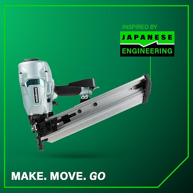 Metabo HPT Framing Nailer, Pro-Preferred Pneumatic Power Nailers in Framing Tools, Powerful Tool With Tool-less Depth Adjustment & Claw Tip, 21° 3-1/2" Plastic Collated Nails, NR90AC5