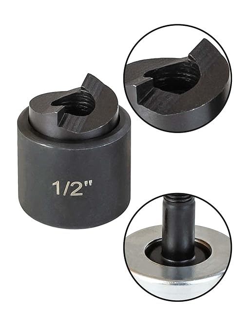 1/2" Conduit Knockout Punch Unit with Manual Draw Stud - 0.89" Actual Hole Size, Versatile Usage and Precise Punching Capability