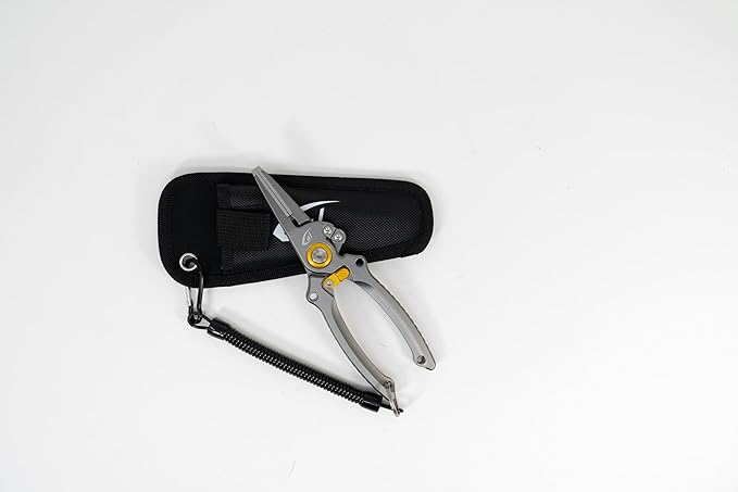 danco Aluminum 7.5??Precision Fishing Pliers with Stainless Steel Jaws, Cuts Braid with Ultra-Sharp Tungsten Carbide Side Cutter, Lockable, with Sheath, Perfect for Fresh & Saltwater