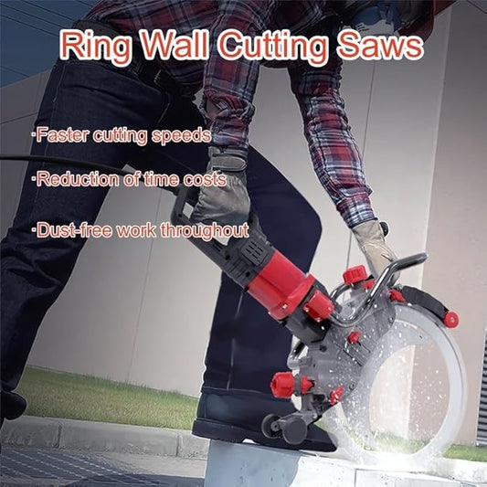 Ring Concrete Saw, Concrete Saw, 220V/8800W Concrete Cutter Saw, Brushless Electric Wall Grooving Cutting Machine Chaser, With Water Fed Dust Suppression for Slotting Brick Granite Marble Concrete Gro