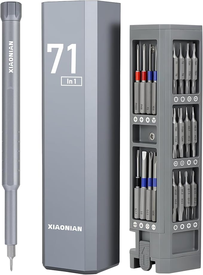 71 in 1 Small Precision Screwdriver Set,XIAONIAN Mini Multi-Bits Screwdriver Set,Micro Repair Tool Kit with Metal Case,360째Spin,for Phone,Eyeglasses,Watch,Macbook,PC,Jewelry,Ring Doorbell,PS5,PS4,Toys