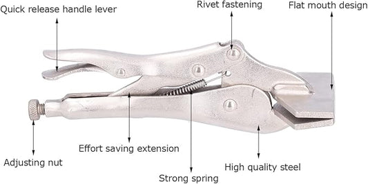 Flat Locking Pliers Heavy Duty Adjustable Steel Tool (8 inch)