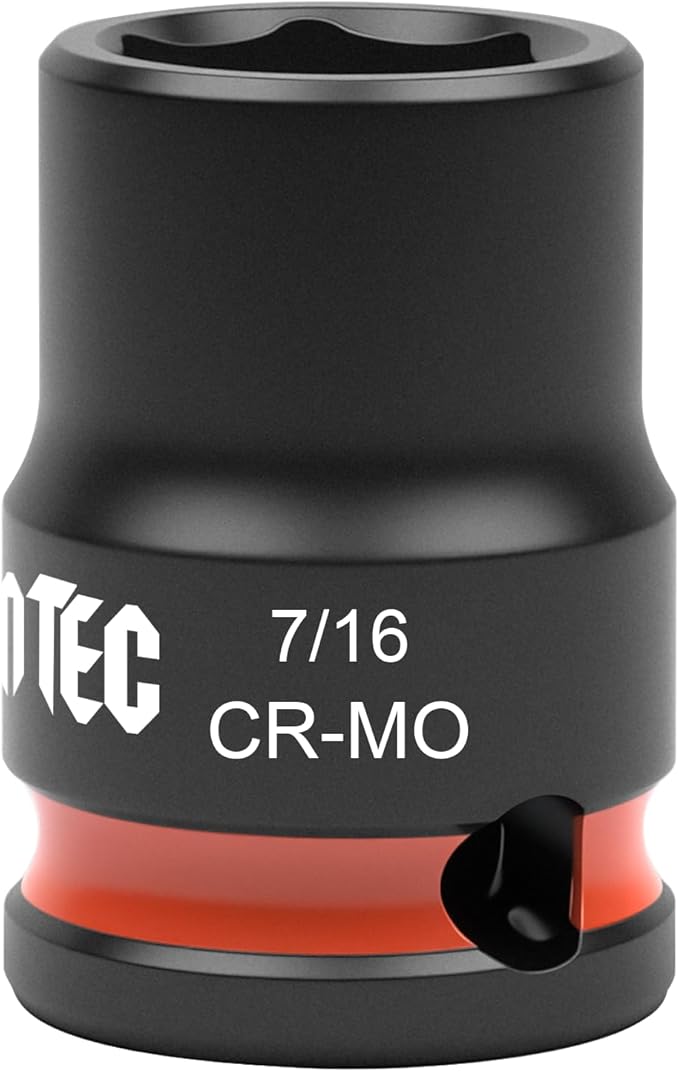 6-Point Shallow Impact Socket, 3/8-Inch Drive 7/16 Inch Socket, Cr-Mo,Automotive, Truck Maintenance, Heavy Equipment Repair
