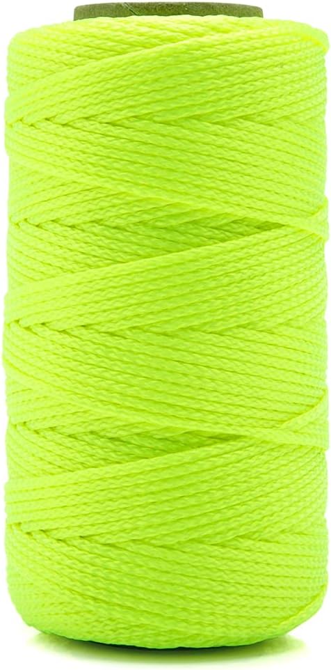 HONGDA Nylon Twine, 250 Feet #18 Braided Nylon Mason line Twine String Perfect for Masonry Jobs and for The Layout of General Construction, Gardening, DIY Project, Fluorescent Yellow