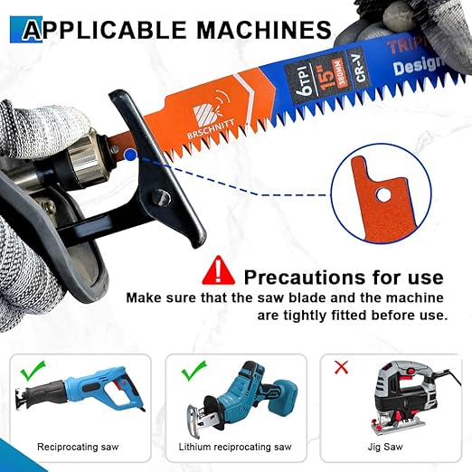 Japanese Teeth Reciprocating Saw Blades 9"- Curved Edge Wood Pruning Saw Blades 6TPI for Tree Trimming, Wood Cutting, Cr-V Sabre Saw Pruning Blade