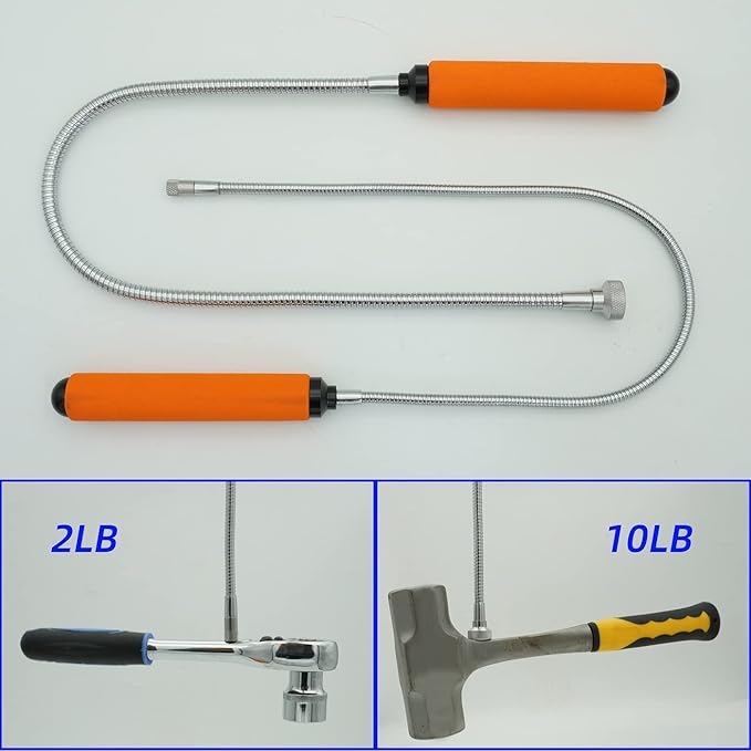 GUTIMORE Magnetic Pickup Tool Set,Flexible Magnetic Pickup 2LB & 10LB,Pack of 2, 25"/26"Bendable Extension Pickup Screws, Nuts, Nails, Bolts from Hard-To-Reach Places