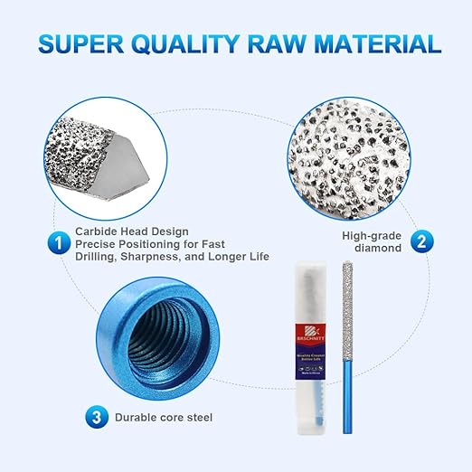 Diamond Mortar Raking Bit - BRSCHNITT 4pcs Mortar Raking Tuck Pointing with Carbide Tipped for Granite Marble Concrete Masonry Stone Removals Vacuum Brazed Bit Round Shank(7.2 * 74mm)