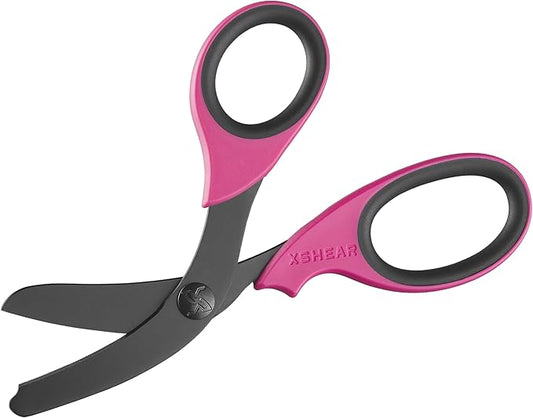 xShear짰 7.5??Extreme Duty Trauma Shears - Black Titanium Coated Blades, The perfect scissors for the Paramedic, EMT, Nurse or any Emergency Healthcare Provider (Pink/Black)