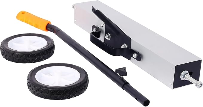Henf Rolling Magnetic Sweeper, Heavy Duty Magnet Roller Magnetic Pickup Sweeper with Wheels, Quick Release Latch and Adjustable Long Handle for Nails Needles Screws Collection (24 Inch-1)