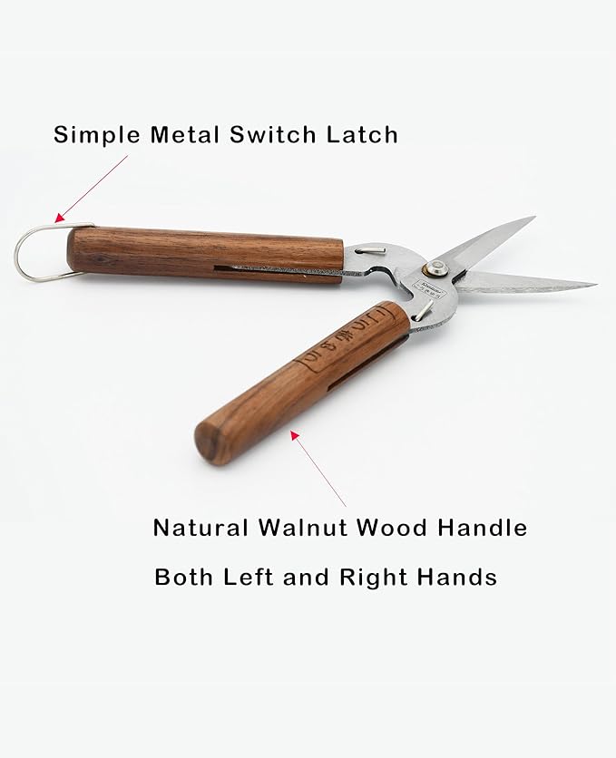 Razor Sharp Pruning Shears for Gardening, Garden Shears Carbon Steel Blade, Precision garden scissors Walnut Wood handle, 6.8??Garden Snips for Trimming Fruits, Vegetables, Flowers, Buds, Bonsai