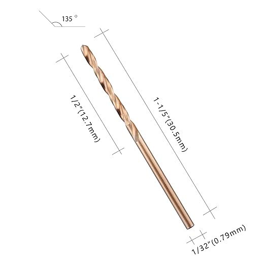 1/32" M35 Cobalt HSS Jobber Length Twist Drill Bit with Straight Shank,Heavy Duty, Pack of 10 PCS, Drilling for Cast Iron, Heat-Treated Steel, Stainless Steel and Other Hard Materials by LU&MN