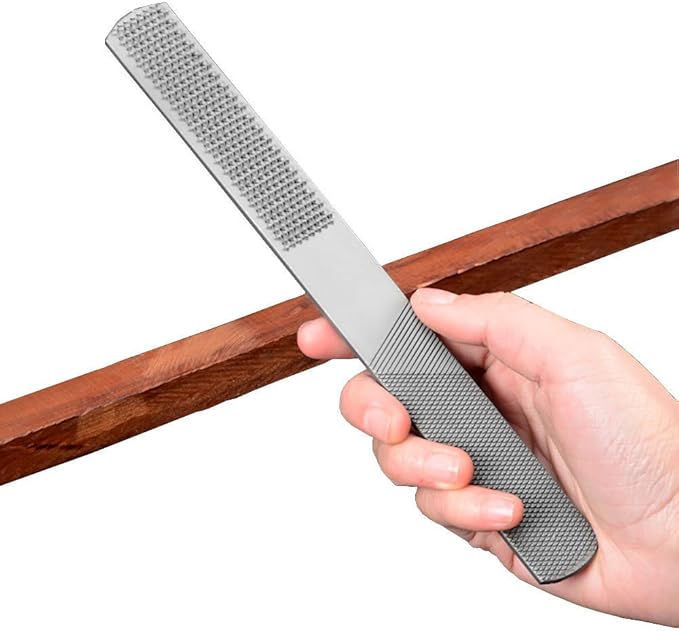 (2 Pack) 4 Way Wood Rasp File, Premium Grade High Carbon Hand File and Round Rasp, Half Round Flat & Needle Files for Sharpening Wood and Metal Tools