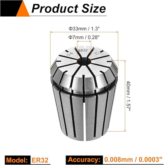 HARFINGTON Spring Collet Chuck ER32 7mm 65Mn Spring Steel Precision Router Collets for CNC Engraving Milling Lathe Tool