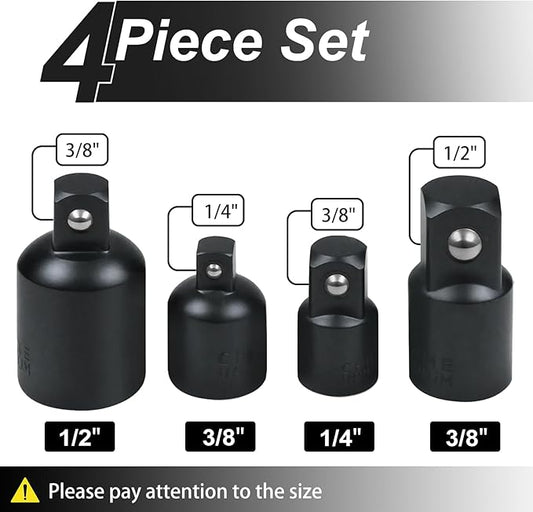 Utoolmart 4 Piece Impact Socket Adapter Set, 1/4" - 3/8" - 1/2" Impact Driver Conversions Conversion Kit & Socket Reducer, Locking Socket Adapter Set, Cr-Mo