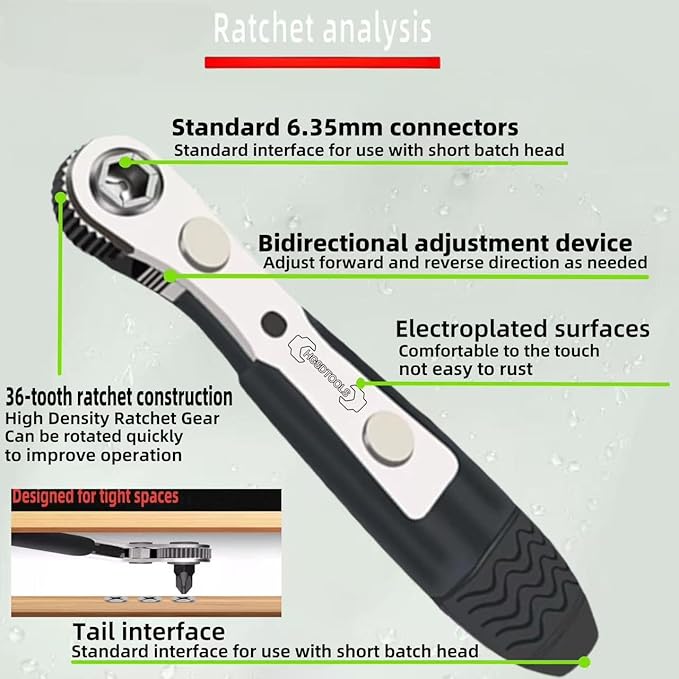 36in1 Right Angle Screwdriver Set 1/4 Mini Ratchet Wrench S2 Magnetic 1/4 Bits 90 Degree Offset Screwdriver Metric/SAE Allen Bits Dedicated to Small Spaces Home&Outdoor Portable Tools